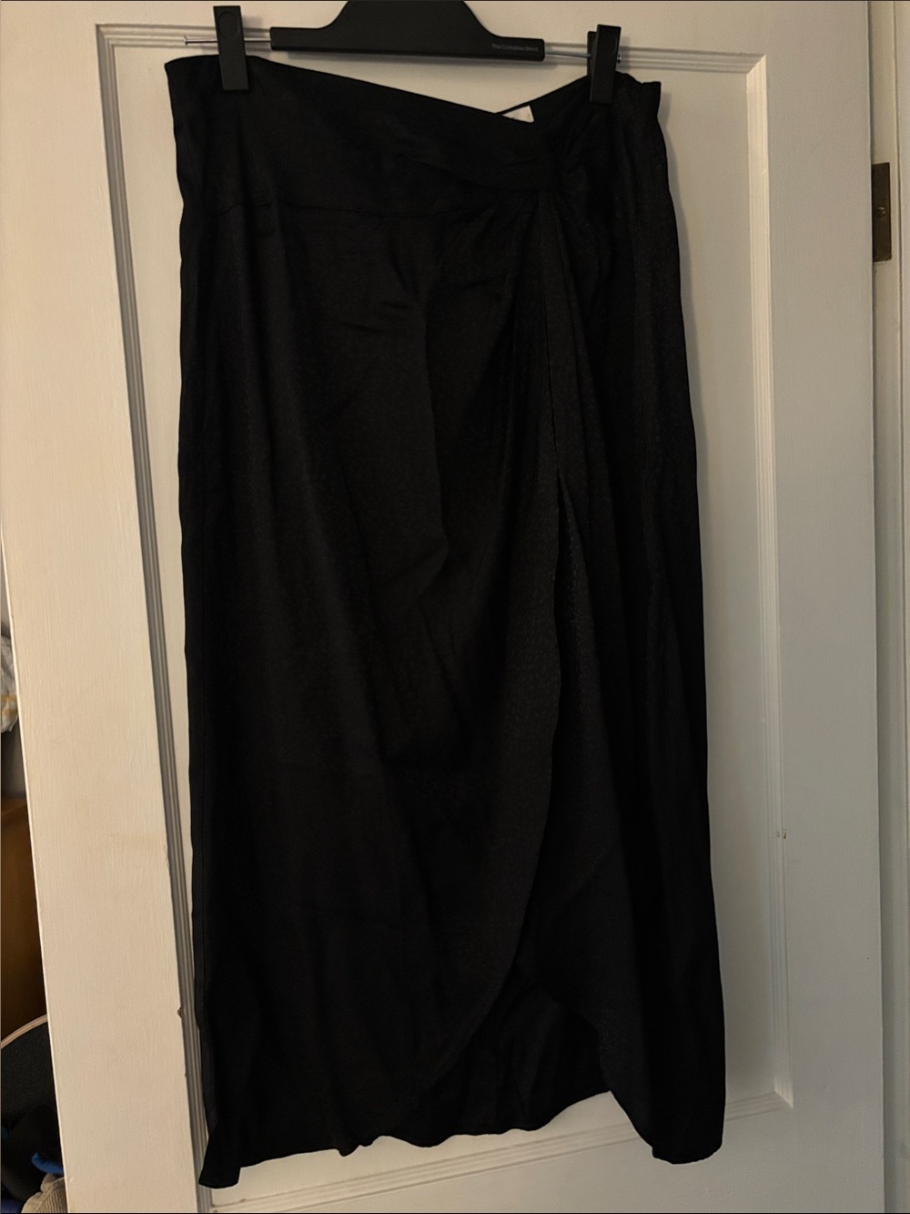 LOFT Black Wrap-Style Midi Skirt - Women